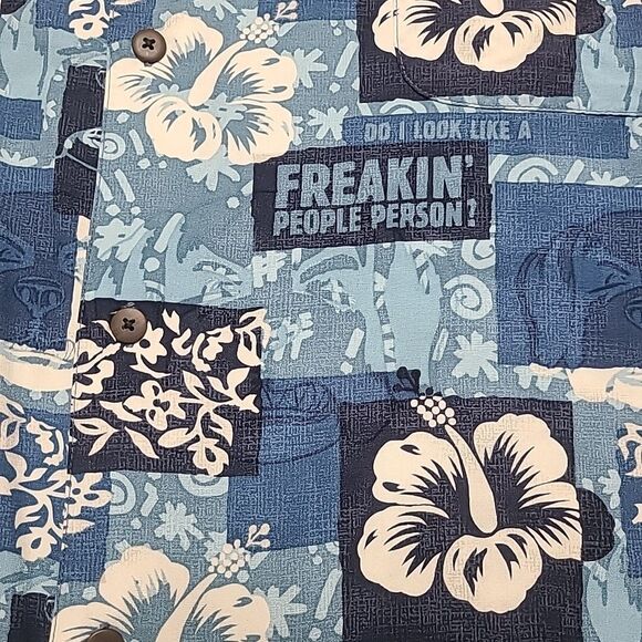 Big‎ Dog Mens Shirt 3X Blue Graphic Short Sleeve Beach Boho Floral Vacation - Picture 7 of 9